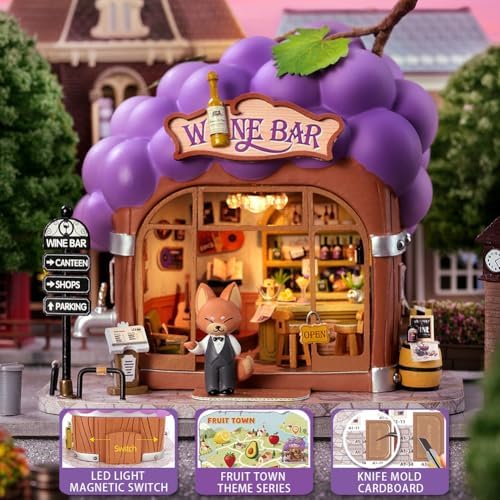 Dollhouse Miniature DIY House Kit,Mini 3D Wooden Doll House Craft Model with LED Creative Room Perfect DIY Gift for Friends, Lovers and Families (Bar) - Image 3