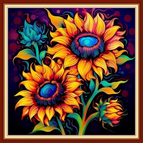 Redxing Stamped Cross Stitch Kits Embroidery kit for Beginners Adults Full Range of Embroidery Patterns Starter Kits DIY Printed Cross Stitch Kits Needlepoint Kits 11CT-Magic Sunflower 18x18 inchs by RedxingStampedCrossStitchK