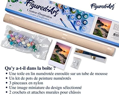 Figured'Art Paint by Numbers Kit for Adults Quiet Beach at Dusk 16"x20" - Craft Art Painting DIY Kit Rolled Canvas Without Frame - Image 5
