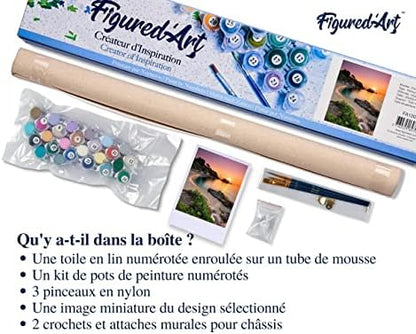Figured'Art Paint by Numbers Kit for Adults Quiet Beach at Dusk 16"x20" - Craft Art Painting DIY Kit Rolled Canvas Without Frame - Image 5