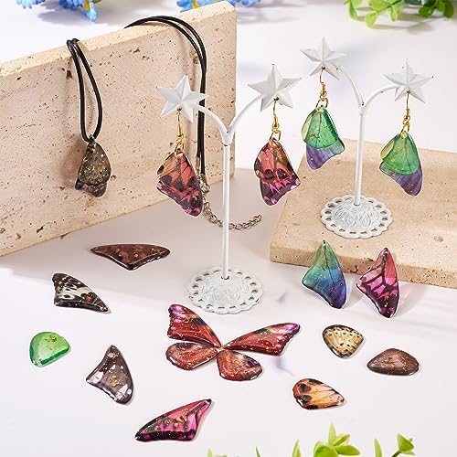 FASHEWELRY 24Pcs Resin Butterfly Wing Charms Insects Wing Charms 6 Colors Animal Feather Pendants with Jump Rings Earring Hooks for Crafts Jewelry Making - Image 2