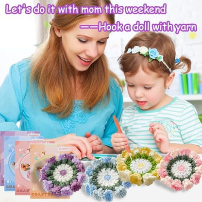 KyeeaDIY Crochet Kit for Beginners, Crochet Starter Kits, Coaster Flower Knitting Crocheting Kits with Step-by-Step Video Tutorials, Complete Crochet Kit for Adults Decoration - Image 7