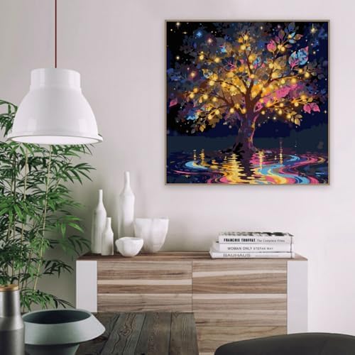 VIGEGU Tree of Life Paint by Numbers Kit for Adults Beginner,Colorful Easy Adult Paint by Number Kits on Canvas DIY Painting for Beginners Art by Numbers for Home Wall Decor 16x16 Inch - Image 2