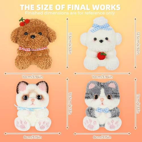 Punch Needle kit-4,Embroidery kit for Beginners,Punch Needle Kits Adults Beginner,Needles, Curved Scissors, a Tool Storage Box, Yarn, Easy-to-Follow Instructions, and Tutorial Videos(Cats and Dogs) - Image 5