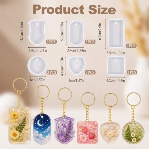24PCS Resin Keychain Molds Resin Ring Mold Molds for Epoxy Resins 6 Shapes - Image 2