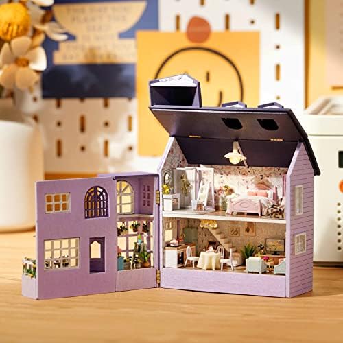 Spilay Dollhouse DIY Miniature Wooden Furniture Kit,Mini Handmade Doll House with LED,1:24 Scale Creative Woodcrafts for Adult Friend Lover Birthday Gift D32 - Image 3
