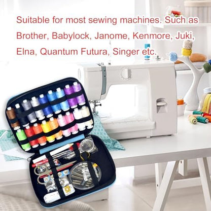 Sewing Kit with Case Portable Sewing Supplies for Home Traveler, Adults, Beginner, Emergency, Contains 18 Sewing Thread, Scissors, Needles, Measure etc,Medium Electric Blue - Image 6