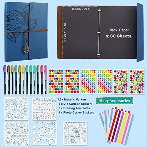 ZEEYUAN Scrapbooking Kits 8.5x11 inch Leather Journal Scrapbook Album DIY Photo Album Family Scrapbook Gift for Couples Anniversary - Image 4