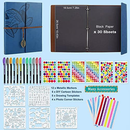 ZEEYUAN Scrapbooking Kits 8.5x11 inch Leather Journal Scrapbook Album DIY Photo Album Family Scrapbook Gift for Couples Anniversary - Image 4