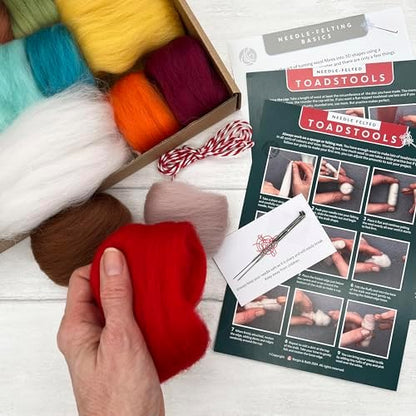 Bergin & Bath Needle Felting Kit, Toadstools - Adult Art Craft Kit for Beginners - Planet Friendly Wools - Image 2