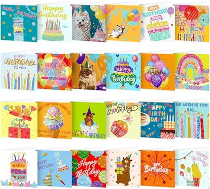 Saillong 24 Pack Happy Birthday Diamond Art Card with Envelopes by Saillong