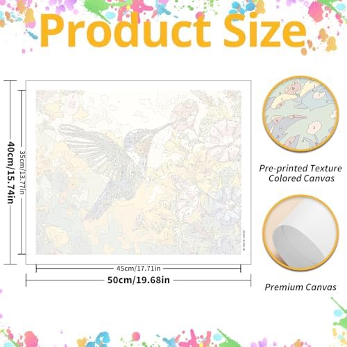 Hummingbird Paint by Numbers Kit for Adults, 16x20 inch - Image 3