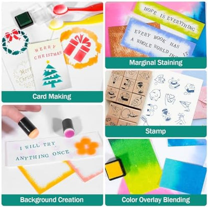 CraftyManor Mini Smudge Ink Pads for Stamps, Water Based Halo Dye Stamp Pad for Scrapbooking, DIY Craft Scrapbook Supplies for Adults (12 Colors) - Image 6