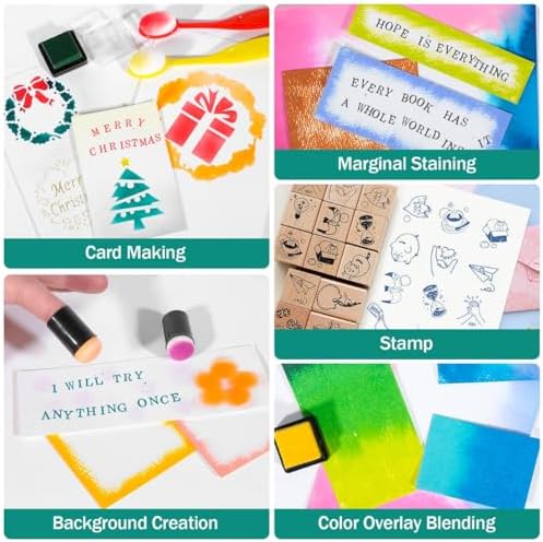 CraftyManor Mini Smudge Ink Pads for Stamps, Water Based Halo Dye Stamp Pad for Scrapbooking, DIY Craft Scrapbook Supplies for Adults (8 Colors) - Image 6