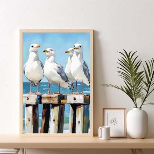 Kalonyth Seagull Framed Paint by Numbers Kit for Adults Beginner 8x12 inch - Image 2