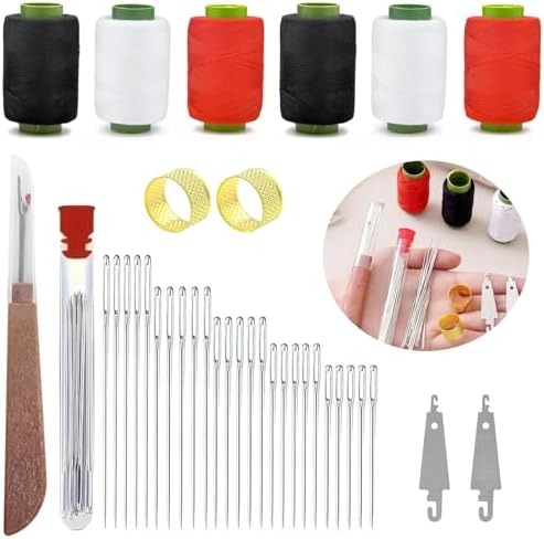 Sewing Tool Set, 37Pcs Big Eye Steel Sewing Needles Kit, Threader and Needle Repair Kit, Needle Threaders and Seam Ripper for Hand Sewing (37pcs tool kit) by Unknown