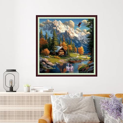 Dooxvey Cross Stitch Kits for Adults Beginners,Full Range of Cross-Stitch Stamped Kits Needlepoint Kits for Beginners Embroidery Kits 11CT Cross Stitch Patterns-Snow Mountain Scenery 18x18 inch - Image 2