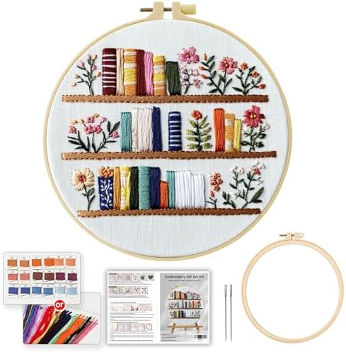 JOZYSH 8'' Flowers Embroidery Kit for Beginners Stamped Books and Flowers Pattern Embroidery Kit Cross Stitch Kit Embroidery Starter Kit with Instructions, Embroidery Hoops for Home Ofiice Decor - Image 2