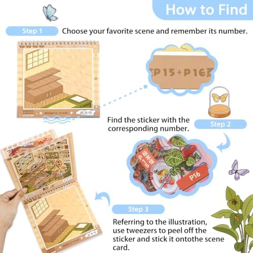 10 Sets 3D Big Size Stickers Scene Book DIY Room House Scenes Stickers Book - Image 3