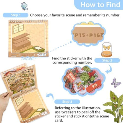 10 Sets 3D Big Size Stickers Scene Book DIY Room House Scenes Stickers Book - Image 3