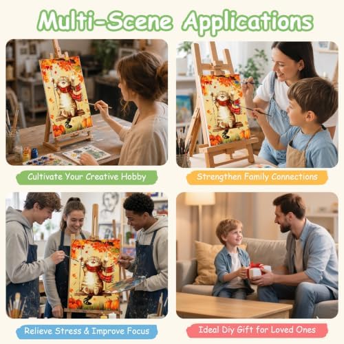Spandrel Framed Paint by Numbers Cat Kit for Adult, Autumn Adult Paint by Number Kits on Canvas, DIY Acrylic Oil Easy Halloween Painting by Numbers Fall for Home Wall Decor, 8x12in - Image 5