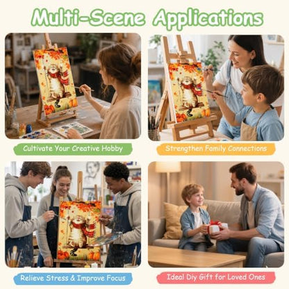 Spandrel Framed Paint by Numbers Cat Kit for Adult, Autumn Adult Paint by Number Kits on Canvas, DIY Acrylic Oil Easy Halloween Painting by Numbers Fall for Home Wall Decor, 8x12in - Image 5