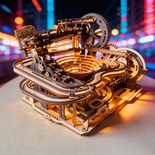 3D Wooden Puzzles for Adults Wood Marble Run DIY Mechanical Craft Model Kit - Image 3