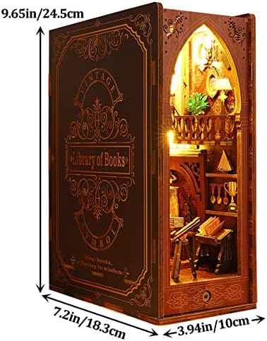 3D DIY Book Nook Kit - DIY Miniature House Kit for Adults, Teens and Beginners, Dollhouse Booknook Library Tiny House Bookshelf Decor 3D Wooden Puzzle, Mini Library of Books Model Build Gift - Image 2
