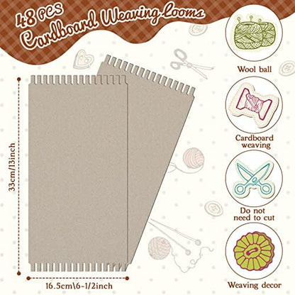 Henoyso 48 Pcs Cardboard Weaving Looms Wide Notch, 6-1/2 X 13 Inch - Image 2