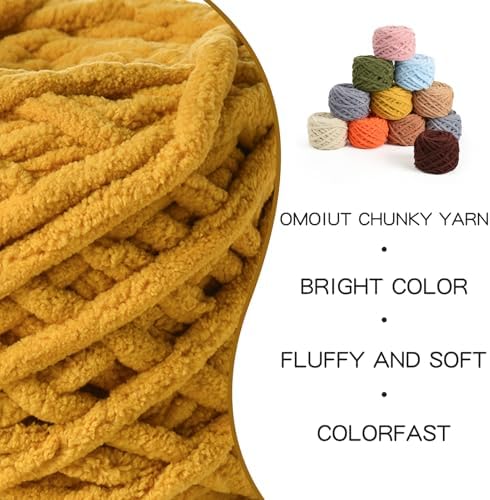 Plush Chenille Chunky Yarn 100g (49.2yd) - Fluffy Velvet Yarn Crochet for Blanket Knitting and Crocheting - Baby Yarns for Crocheting Soft - Amigurumi Yarns (Turmeric) - Image 2
