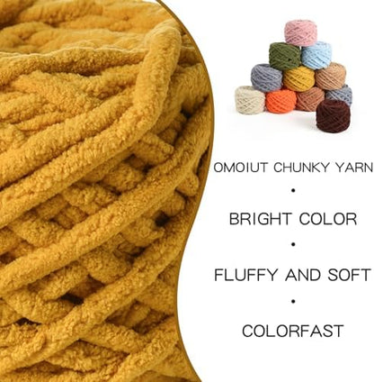 Plush Chenille Chunky Yarn 100g (49.2yd) - Fluffy Velvet Yarn Crochet for Blanket Knitting and Crocheting - Baby Yarns for Crocheting Soft - Amigurumi Yarns (Turmeric) - Image 2