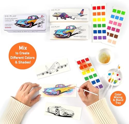 COIPLAY Watercolor Craft Kit, Paint Set, 648 Color Blocks, 52 Coloring Bookmarks, Travel & Adventure Theme, Gift for Kids & Adults - Image 6