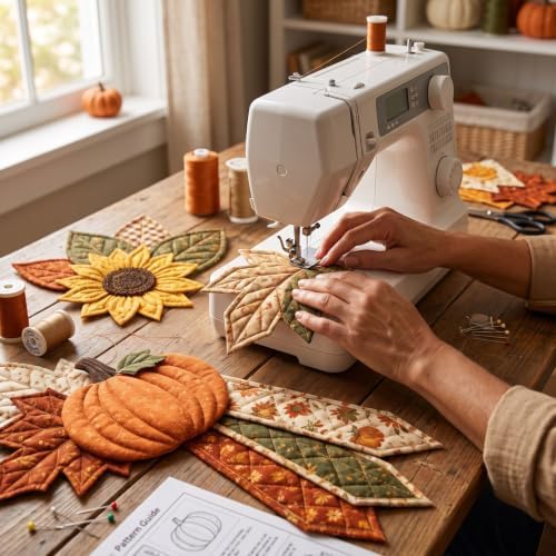 TREBIN 2026 DIY Quilted Halloween Pumpkin Door Hanger Kit, Wreath Patchwork Bow Sewing Kit, Fabric Sewing Craft for Adults & Beginners, Fall Wall Decor, Seasonal Holiday Gift (Ghost) - Image 5