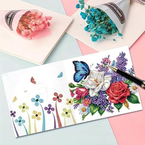 MaiYiYi 8 Pack 5D DIY Butterfly Diamond Painting Greeting Cards Art Kit - Image 5