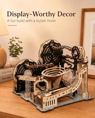 3D Wooden Puzzle for Adults, Electric DIY Marble Run Model Kit with Spiral Funnel, Gear-Driven Motion & Steel Marbles, Brain Teaser Building Toy, Creative Desk Decor Gift for Teens Adults 14+ - Image 5