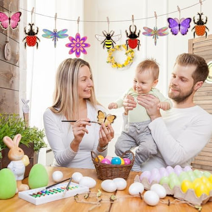 Sophena 80PCS Wooden Spring Ornaments to Paint, 8 Styles DIY Blank Unfinished Wood Insect Cutouts Ornament for Crafts Hanging Decorations, Dragonfly Butterfly Flower Shape Home Decorations Gifts - Image 3