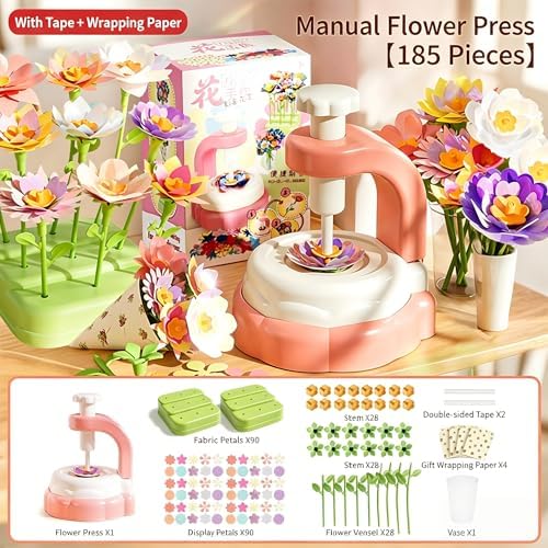 JIYAKO Flower Bouquet Building Kit, 185 PCS DIY Flower Craft Kit for Kids, Build Your Own Flower Bouquet Toy, Flower Art Craft & Flower Making Kit for Creative Projects - Image 2