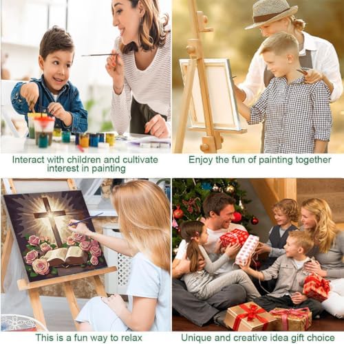 JUJUHOOD Christ Cross Paint by Numbers Kit for Adults Beginner & Kids Ages 8-12,Easy Flowers Paint by Number Without Easel, Acylic Paint by Numbers for Gift Home Wall Decor 10x10Inch - Image 7