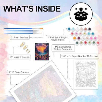 Sunset Paint by Numbers Kit for Adults Beginner Without Frame 16x20 IN - Image 4