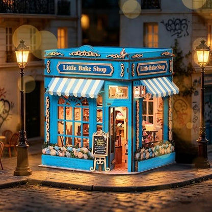 DIY Miniature Dollhouse Kit - 3D Wooden Puzzle for Adults, Illuminated Bakery Model Craft Kit with LED Light, Creative Diorama Room Decor & Hobby Gift,Little Bake Shop - Image 2
