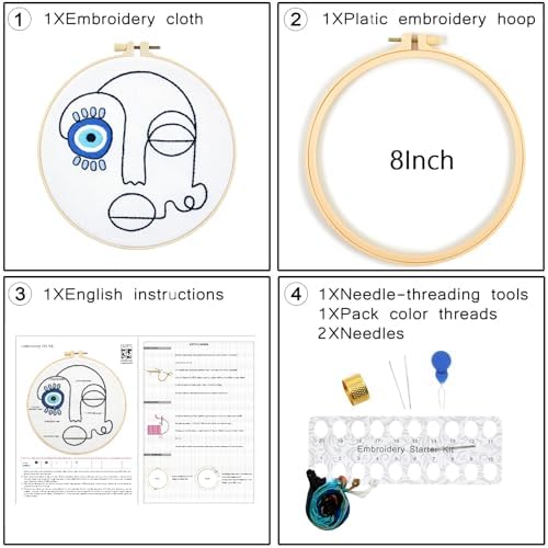 Beginner Embroidery Starter Kits, Abstract Embroidery Kits for Beginners Adults, Stamped Cross Stitch Kits for Beginners Adults Craft Kits for Women, Entire Set of Embroidery Supplies & Video Tutorial - Image 6