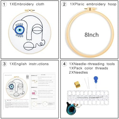 Beginner Embroidery Starter Kits, Abstract Embroidery Kits for Beginners Adults, Stamped Cross Stitch Kits for Beginners Adults Craft Kits for Women, Entire Set of Embroidery Supplies & Video Tutorial - Image 6
