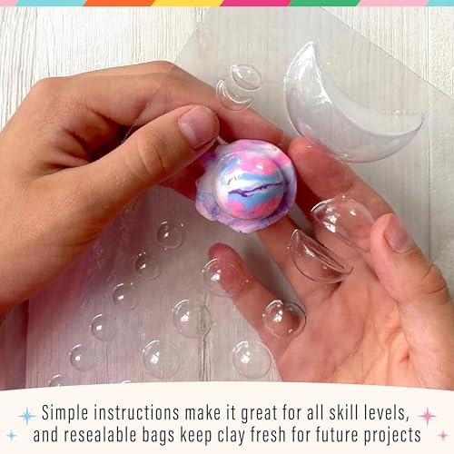 Bright Stripes Wish*Craft Marbled Moon DIY Jewelry Kit for Kids, Ages 8+ - Image 7