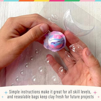 Bright Stripes Wish*Craft Marbled Moon DIY Jewelry Kit for Kids, Ages 8+ - Image 7