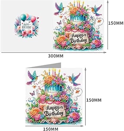 Huacan Diamond Art Painting Greeting Card Kit 6 Pcs, Diamond Art Diamond Flowers Cake Greeting Cards Special Shaped Drill Arts Craft for Christmas Birthday Thanksgiving Day Holiday 30 x 15 CM - Image 2