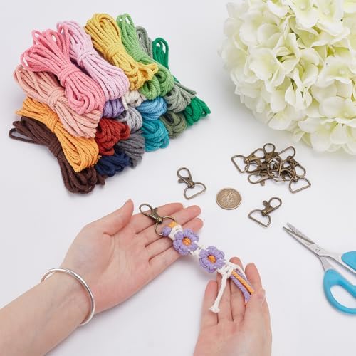 16Pcs Colorful Daisy Keychain Making Kit with Instruction, Adult Boho Macrame Cord Keychain DIY Craft Supplies Kits for Beginners, Elegant Daisy Keychains Decoration for Phone, Car, Key - Image 4