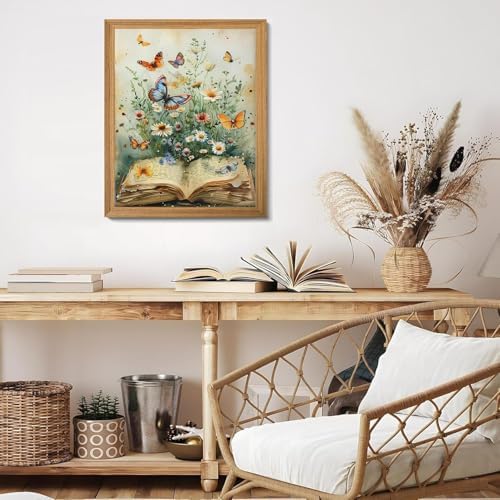 TCDZMYGS Book Paint by Numbers Kit for Adults Beginner,Daisy Butterfly Adult Paint by Number Kits on Canvas with Frame,DIY Acrylic Oil Painting by Numbers Kits for Home Wall Decor 10x12 inch - Image 3