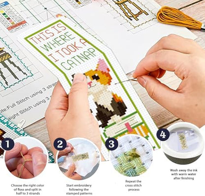 ORIGACH 6 Set Animals & Books Cross Stitch Bookmark Kit for Beginner - Image 4
