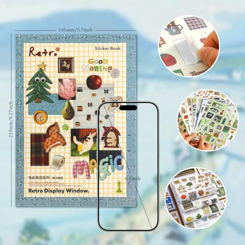 1300+ PCS Vintage Cute Scrapbook Sticker Book, 50 Sheets Retro & Ins Little Object Theme Korean Stickers for Scrapbooking, Art Scrapbook Supplies for Adults Teens Women Girls Junk Journal Journaling - Image 3
