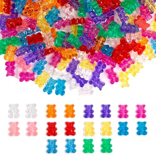 nikkiGuo 200 Small Bear Transparent Mixed-Color Beads. These Multi-Colored Bear Beads are Used in Bracelet-Making Kits, Hair braiding Handmade Accessories, Jewelry-Making handicrafts by NikkiGuojewelry